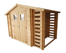 Holzhütte Eisenstadt - 3,12 x 2,00 Meter aus 19mm Blockbohlen inkl extra Lagerraum und Kaminholzunterstand