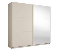 Kleiderschrank mit Spiegel |  Kaschmir | 221 x 60 x 207 cm | 1 Kleiderstange | Metallgriffe | inkl. Beleuchtung | 6 Fächer | Soft-Close-System | Igoumenitsa 04