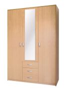 Drehtürenschrank / Kleiderschrank Sepatan 05, Farbe: Erle - Abmessungen: 210 x 140 x 55 cm (H x B x T)