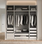 Schrankset für Ankleidezimmer - Set C Aarwangen | Farbe: Platinweiß | Maße: 206 x 55 x 234 cm | offener Kleiderschrank | 3 Kleiderstangen | 10 Schubladen