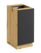 Küchenunterschrank | 1 Tür | grifflose Front | Push-to-Open | 40 x 46,8 x 82 cm | Matterhorn 08 | Artisan-Eiche / Grau | 2 Fächer