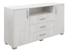 Kommode Camprodon 16, Farbe: Eiche Weiß - 80 x 150 x 40 cm (H x B x T)