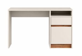Moderner Schreibtisch | 3 Fächer | 1 Schublade | 120 x 53 x 76 cm | Kaschmir / Eiche Artisan | grifflose Front | 1 Tür | für Jugendzimmer
