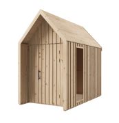 Steiner Shopping Gartenhütte aus massiver Fichte | 1 Fenster | Natur | Grundfläche: 4,64 m² | Skandinavischer Style | Satteldach | Außenmaße: 162,4 x 285,7 cm | Malmö 30