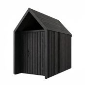Gerätehaus mit Dreiecksfenster | Schwarz | Grundfläche: 4,64 m² | Skandinavischer Style | Satteldach | Außenmaße: 162,4 x 285,7 cm | Malmö 08