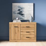 Kommode / Sideboard Athens 05 | 3 Schubladen | Maße: 116 x 40 x 85 cm | Farbe: Eiche Evoke | 1 Tür | Soft-Close | leiser Türschließmechanismus