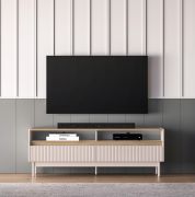 TV-Unterschrank Humboldt 07 | Beine: Metall | 2 Schubladen | Farben: Eiche Cremona  / Kaschmir | für Wohnzimmer | Maße: 154 x 40 x 55 cm | Soft-Close