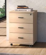 Rollcontainer | Farbe: Eiche Lindberg | 3 Schubladen | 46 x 41 x 64 cm | für Büro und Homeoffice | abschließbar | Soft-Close Funktion | ABS-Kanten