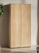 Drehtürenschrank | 2 Türen | Farbe: Eiche Mavelie | 1 Kleiderstange | 2 Fächer | 92 x 52 x 190 cm | Kleiderschrank | Soft-Close Funktion