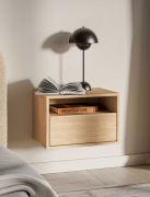 Nachtkommode hängend | 1 Schublade | Farbe: Eiche Mavelie | 1 offenes Fach | Push-to-open Funktion | 45 x 33 x 30 cm | Soft-Close Funktion | für Schlafzimmer