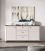 Kommode | 3 Schubladen | Farbe: Kaschmir / Eiche Windmill dunkel | Sideboard | 2 Türen | 4 Fächer | Maße: 180 x 40 x 85 cm | Soft-Close-Funktion