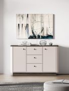 Kommode | 2 Türen | Farbe: Kaschmir / Eiche Windmill dunkel | Griffe: Metall | 3 Schubladen | Maße: 138 x 40 x 85 cm | 4 Fächer | Soft-Close-Funktion