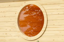 Saunafenster | Nordische Fichte | rund | Klarglas | für 38 mm Saunen | Durchmesser: 84 cm