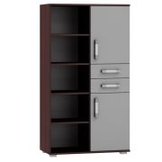 Regal Tabubil 17, Farbe: Wenge / Grau - Abmessungen: 145 x 80 x 41 cm (H x B x T)