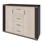 Kommode Aitape 45, Farbe: Sonoma Eiche dunkel / Sonoma Eiche hell - Abmessungen: 105 x 135 x 40 cm (H x B x T)