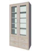 Vitrine Kerowagi 02, Farbe: Sonoma Eiche - Abmessungen: 200 x 100 x 41 cm (H x B x T)
