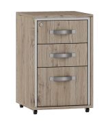Rollcontainer Cianjur 18, Farbe: Eiche / Weiß - Abmessungen: 70 x 45 x 45 cm (H x B x T)