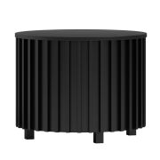 Runder Couchtisch  mit 68 cm Durchmesser, elegantes Design mit Lamellen in Schwarz, 54 cm Höhe, ABS-Kanten, Metallbeine