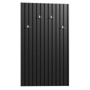 Garderobe mit 4 Metallhaken, schwarze Lamellen, 110 x 67 x 4 cm, schlicht und modern, hochwertig verarbeitet, gut kombinierbar