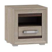 Nachtkommode Kundiawa 22, Farbe: Sonoma Eiche hell / Sonoma Eiche dunkel - Abmessungen: 45 x 45 x 40 cm (H x B x T)