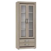 Vitrine Kundiawa 30, Farbe: Sonoma Eiche hell / Sonoma Eiche dunkel - Abmessungen: 200 x 80 x 40 cm (H x B x T)