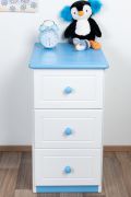 Kommode Kiefer massiv Vollholz weiß blau lackiert 007 - Abmessung 74 x 40 x 47 cm (H x B x T)