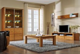Wohnzimmer Komplett - Set A Jussara, 4 - teilig, teilmassiv, Farbe: Bernstein