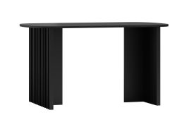 Esstisch in Schwarz, 76 x 140 x 80 cm, breite elegante Tischbeine mit Lamellen, sehr stabil und langlebig, ABS-Kanten, exakt verarbeitet
