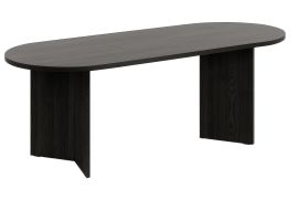 Esstisch Iraklia 01, Farbe: Esche Prestige Schwarz, aus hochwertigen Material, Maße: 204 x 90 cm, ovale Form, für Esszimmer