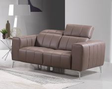 Echtleder Premium Couch Roma, 2-Sitz Sofa, Farbe: Beige-braun