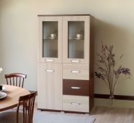 Vitrine Cikupa 26, Farbe: Nuss / Ulme - Abmessungen: 190 x 90 x 40 cm (H x B x T)