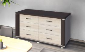 Kommode Aitape 08, Farbe: Sonoma Eiche dunkel / Sonoma Eiche hell - Abmessungen: 61 x 130 x 40 cm (H x B x T)