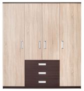 Drehtürenschrank / Kleiderschrank Sepatan 04, Farbe: Wenge / Sonoma Eiche - Abmessungen: 200 x 180 x 60 cm (H x B x T)