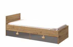 Kinderbett / Jugendbett Garian 14 inkl. Lattenrost, Farbe: Eiche / Grau- Liegefläche: 90 x 200 cm (B x L)