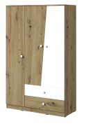 Drehtürenschrank / Kleiderschrank Sirte 03, Farbe: Eiche / Weiß matt - Abmessungen: 190 x 120 x 50 cm (H x B x T)