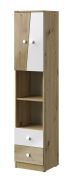 Schrank Sirte 05, Farbe: Eiche / Weiß Hochglanz - Abmessungen: 190 x 40 x 40 cm (H x B x T)