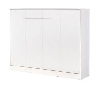 Schrankbett horizontal | Liegefläche 140 x 200 cm | Klappbett | Wandbett | Einzelbett | Farbe: Weiß | inkl. Lattenrost | 2 Ablageflächen | Nalut 12