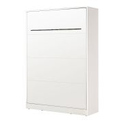 Schrankbett vertikal | Liegefläche 140 x 200 cm | Klappbett | Wandbett | Einzelbett | Farbe: Weiß / Schwarz | inkl. Lattenrost | 3 Ablageflächen | Nalut 09