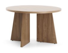 Couchtisch | runder Tisch | 75 x 75 x 47 cm | Beistelltisch | kleiner Wohnzimmertisch | Farbe Nuss | ABS-Kanten | Belladere 07