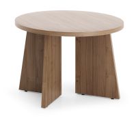 Kleiner Couchtisch | 58 x 58 x 40 cm | runder Tisch | Beistelltisch | Farbe Nuss | ABS-Kanten | Belladere 08