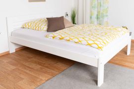 Weißes Einzelbett, elegantes Gästebett Kiefer Massivholz 73, inkl. Lattenrost, Liegefläche 140 x 200 cm, hohe Qualität, langlebig, stabil