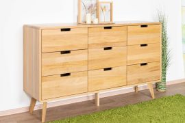 Kommode Eiche massiv natur Aurornis 40 - Abmessungen: 84 x 142 x 40 cm (H x B x T)