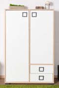 Kommode 27, Farbe: Buche / Weiß - 134 x 86 x 37 cm (H x B x T)
