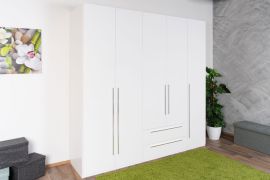 Drehtürenschrank / Kleiderschrank Siumu 31, Farbe: Weiß / Weiß Hochglanz - 224 x 227 x 56 cm (H x B x T)