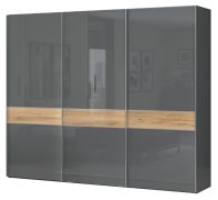 Schiebetürenschrank / Kleiderschrank Vaitele 10, Farbe: Anthrazit Hochglanz / Walnuss - 224 x 272 x 61 cm (H x B x T)