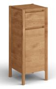 Beistellkommode | schmale Kommode | 33 x 33 x 80 cm | Massivholz | 1 Schublade | Soft Close System | Eichenholz geölt | 2 Fächer | Farbe: Eiche | Seille 16