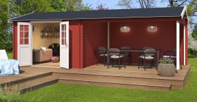 Gartenhaus G271 Schwedenrot - 28 mm Blockbohlenhaus, Grundfläche: 22,85 m², Satteldach