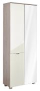 Drehtürenschrank / Kleiderschrank Sabadell 03, Farbe: Eiche / Beige Hochglanz - 209 x 80 x 38 cm (H x B x T)