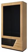 Drehtürenschrank / Kleiderschrank "Belica" 28, Farbe: Eiche natur / Schwarz, teilmassiv - Abmessungen: 192 x 102 x 60 cm (H x B x T)