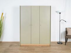 Moderner Kleiderschrank Sampont 01, Mintgrün / Eiche dunkel, 195 x 145 x 52 cm, mit 12 Fächern und 1 Kleiderstange, ABS-Kanten, robust und langlebig
